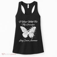 Butterfly I Wear White For My Grandma Lung Cancer Awareness Women's Tank Top thumb 0