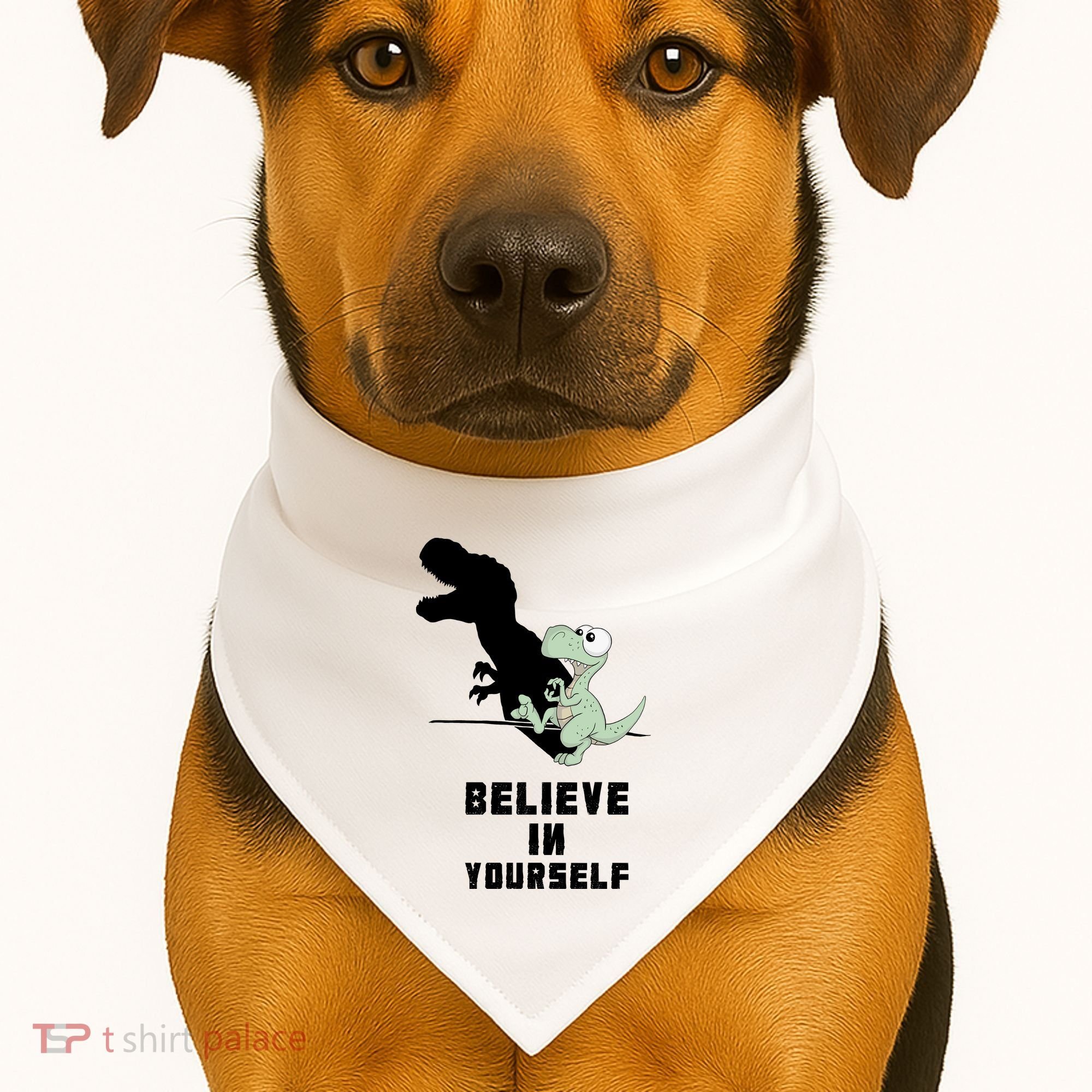 Believe In Yourself Funny Dinosaur USA-Made Doggie Bandana