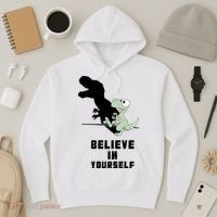 Believe In Yourself Funny Dinosaur Hoodie thumb 3