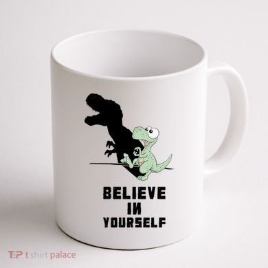 Believe In Yourself Funny Dinosaur Coffee Mug back