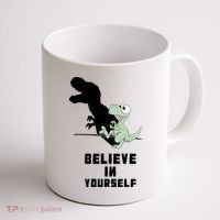 Believe In Yourself Funny Dinosaur Coffee Mug thumb 1