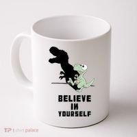 Believe In Yourself Funny Dinosaur Coffee Mug thumb 0
