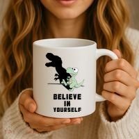 Believe In Yourself Funny Dinosaur Coffee Mug thumb 3