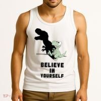 Believe In Yourself Funny Dinosaur Tank Top thumb 3