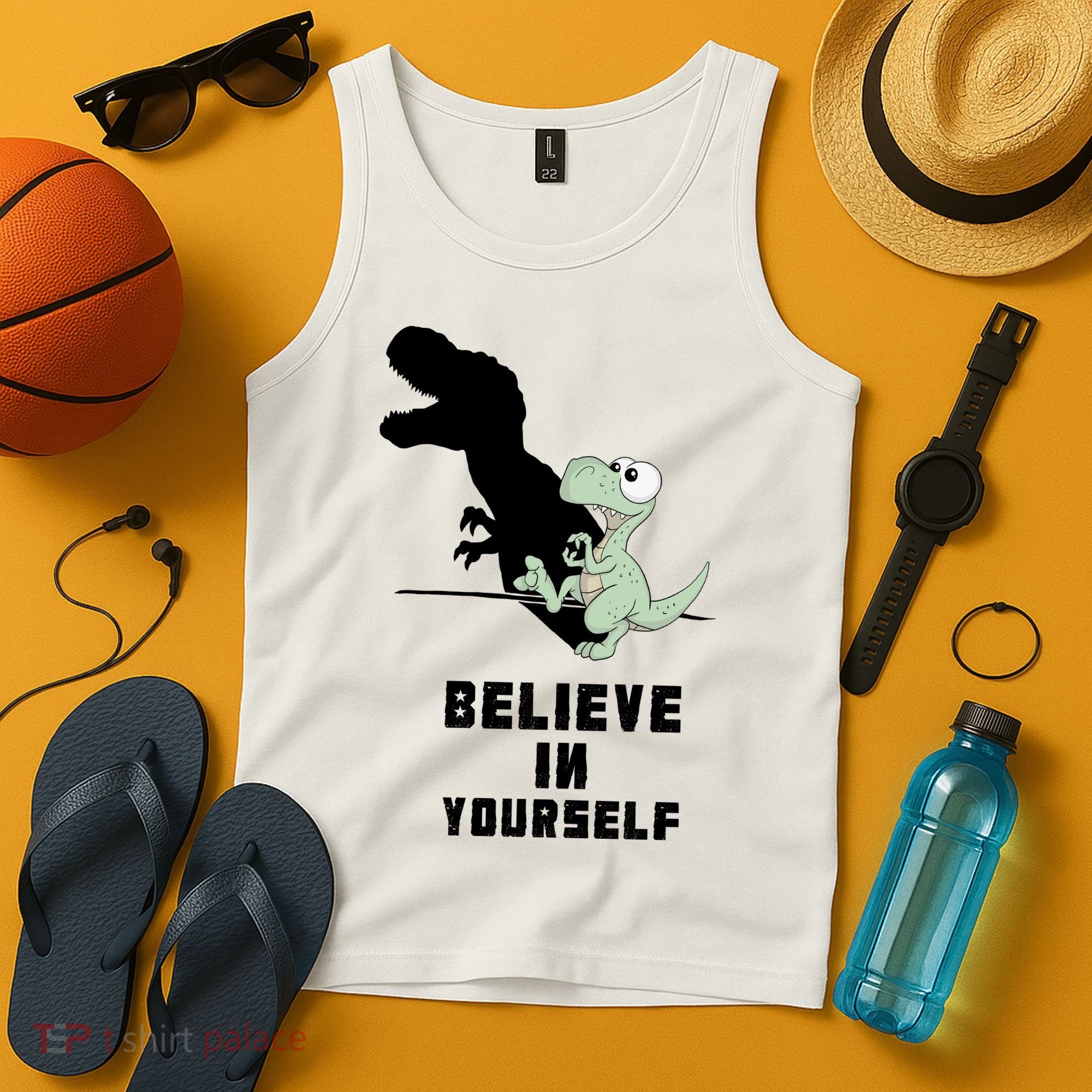 Believe In Yourself Funny Dinosaur Tank Top