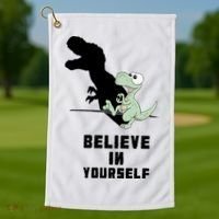 Believe In Yourself Funny Dinosaur Golf Towel thumb 1