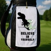 Believe In Yourself Funny Dinosaur Golf Towel thumb 2