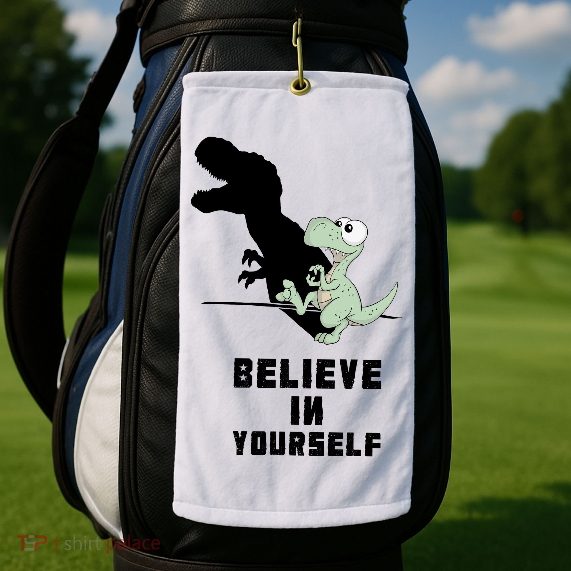 Believe In Yourself Funny Dinosaur Golf Towel