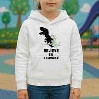 Believe In Yourself Funny Dinosaur Kids Hoodie thumb 3