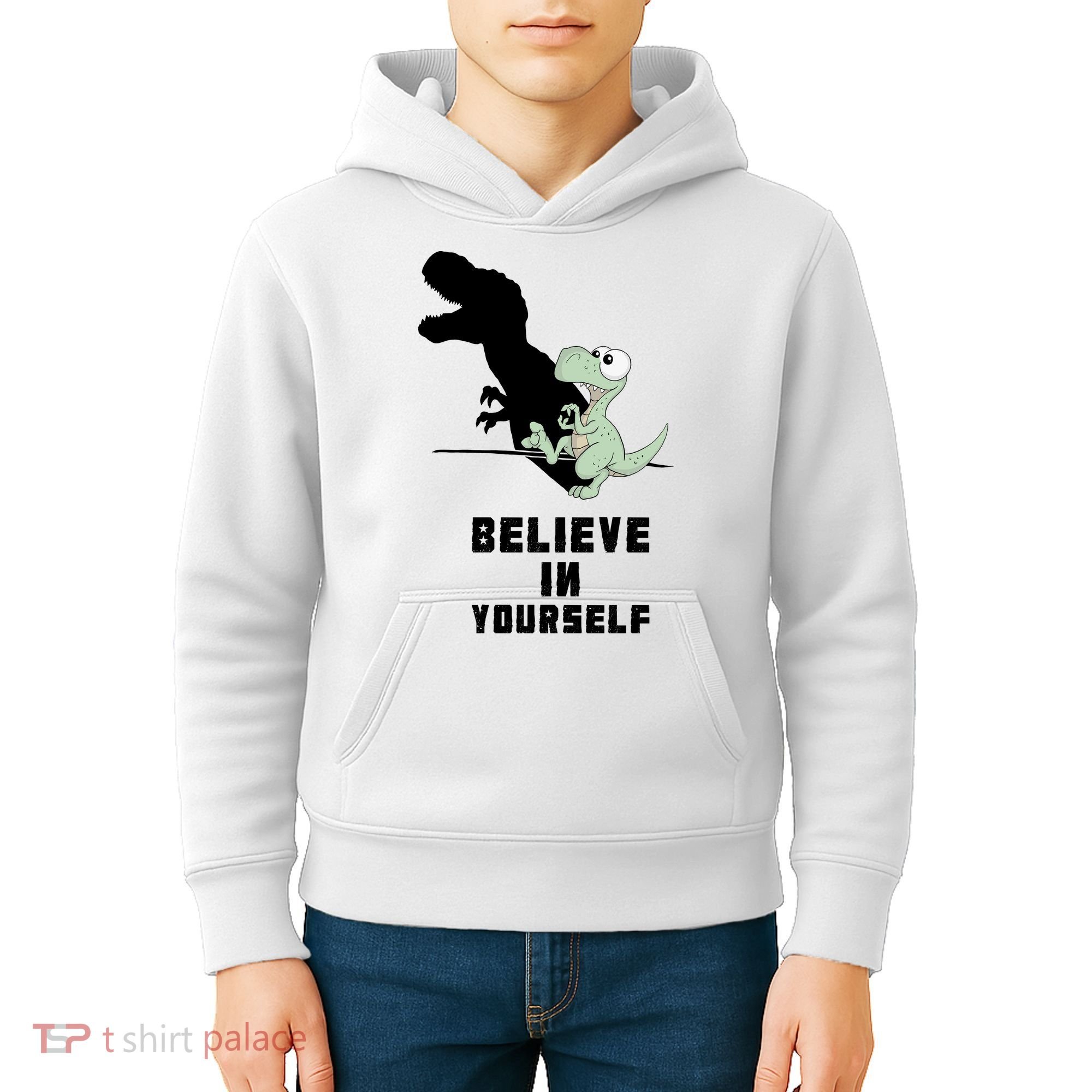Believe In Yourself Funny Dinosaur Kids Hoodie