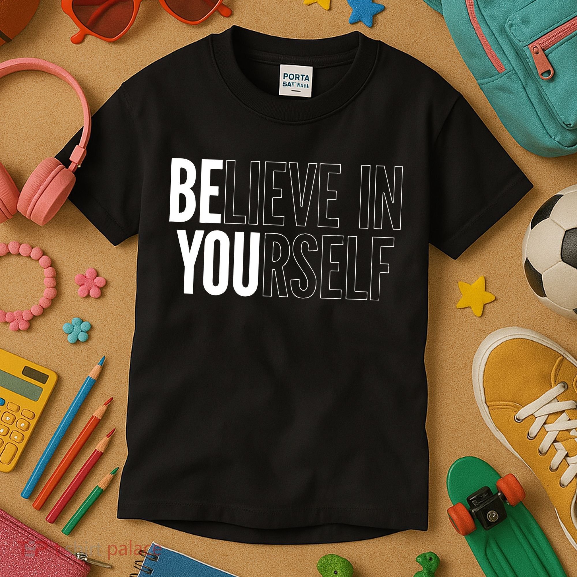 Believe In Yourself Motivational Inspirational Positive Slogan Kids T-Shirt