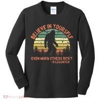 Believe In Yourself Sasquatch Funny Motivational Bigfoot Kids Long Sleeve Shirt thumb 0