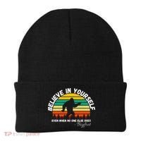 Believe In Yourself Even When No One Else Does Funny Bigfoot Beanie thumb 0
