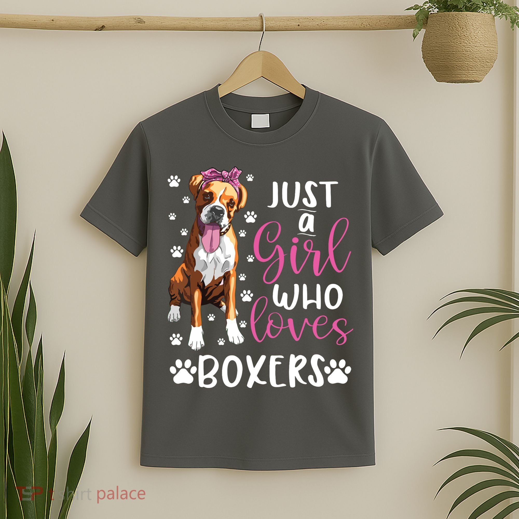 Boxer Just A Girl Who Loves Boxers Dogs Lover Girl Gift T-Shirt
