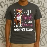 Boxer Just A Girl Who Loves Boxers Dogs Lover Girl Gift T-Shirt thumb 3
