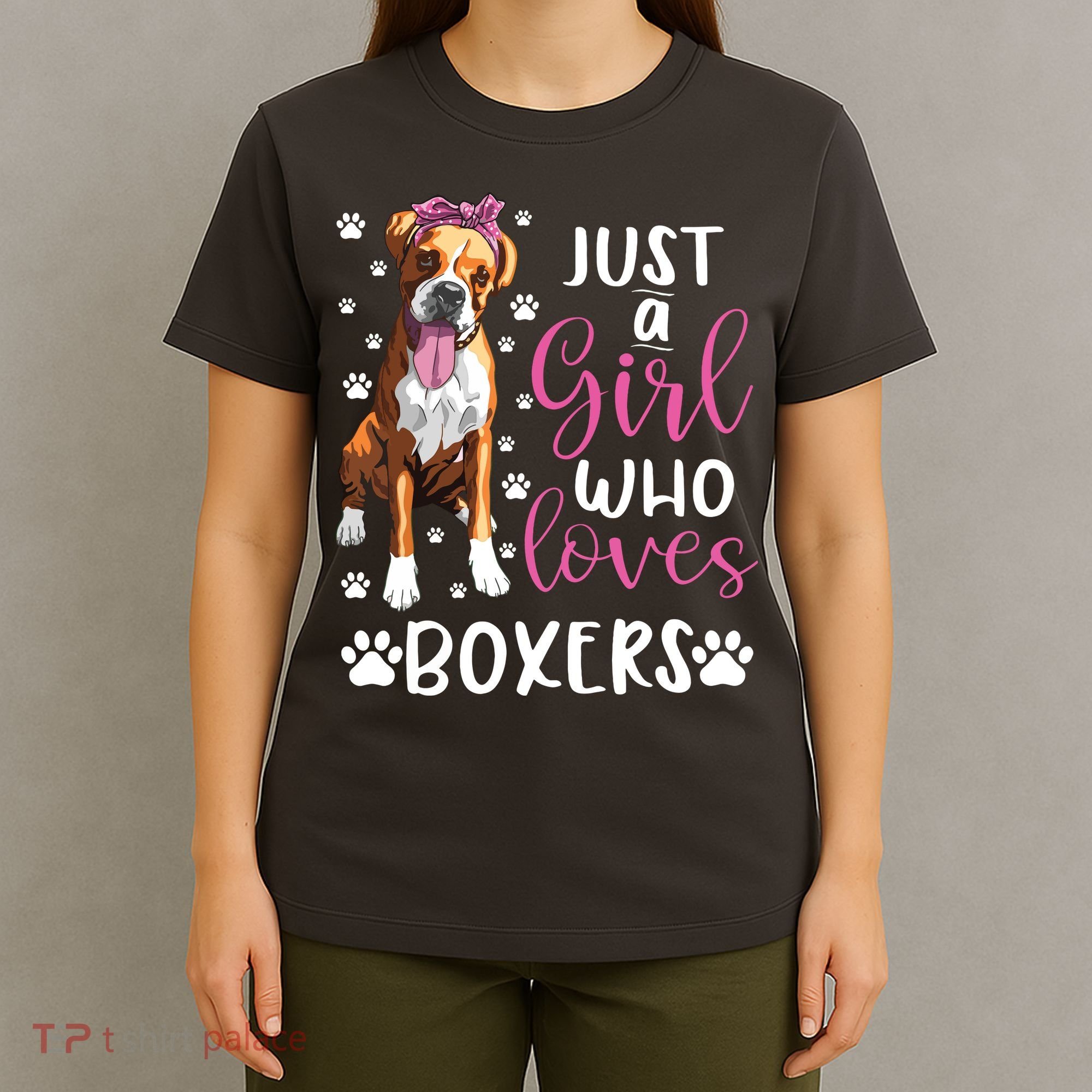 Boxer Just A Girl Who Loves Boxers Dogs Lover Girl Gift T-Shirt