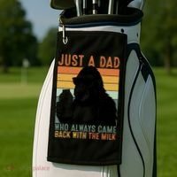 Bigfoot Just A Dad Who Always Came Back With The Milk Golf Towel thumb 2