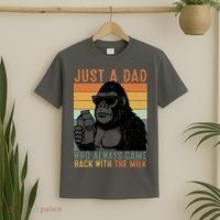 Bigfoot Just A Dad Who Always Came Back With The Milk T-Shirt thumb 2