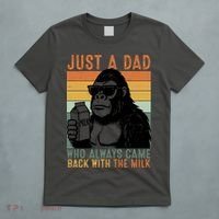 Bigfoot Just A Dad Who Always Came Back With The Milk T-Shirt thumb 5