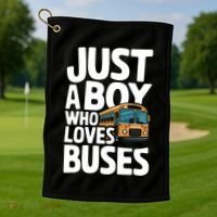 Bus Just A Who Loves Buses Cool Gift Golf Towel thumb 1