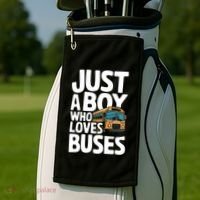 Bus Just A Who Loves Buses Cool Gift Golf Towel thumb 2