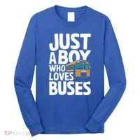 Bus Just A Who Loves Buses Cool Gift Long Sleeve Shirt thumb 0