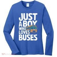 Bus Just A Who Loves Buses Cool Gift Women's Long Sleeve Shirt thumb 0