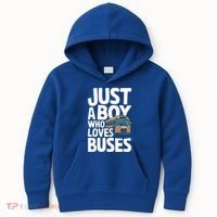 Bus Just A Who Loves Buses Cool Gift Kids Hoodie thumb 0
