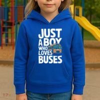 Bus Just A Who Loves Buses Cool Gift Kids Hoodie thumb 3