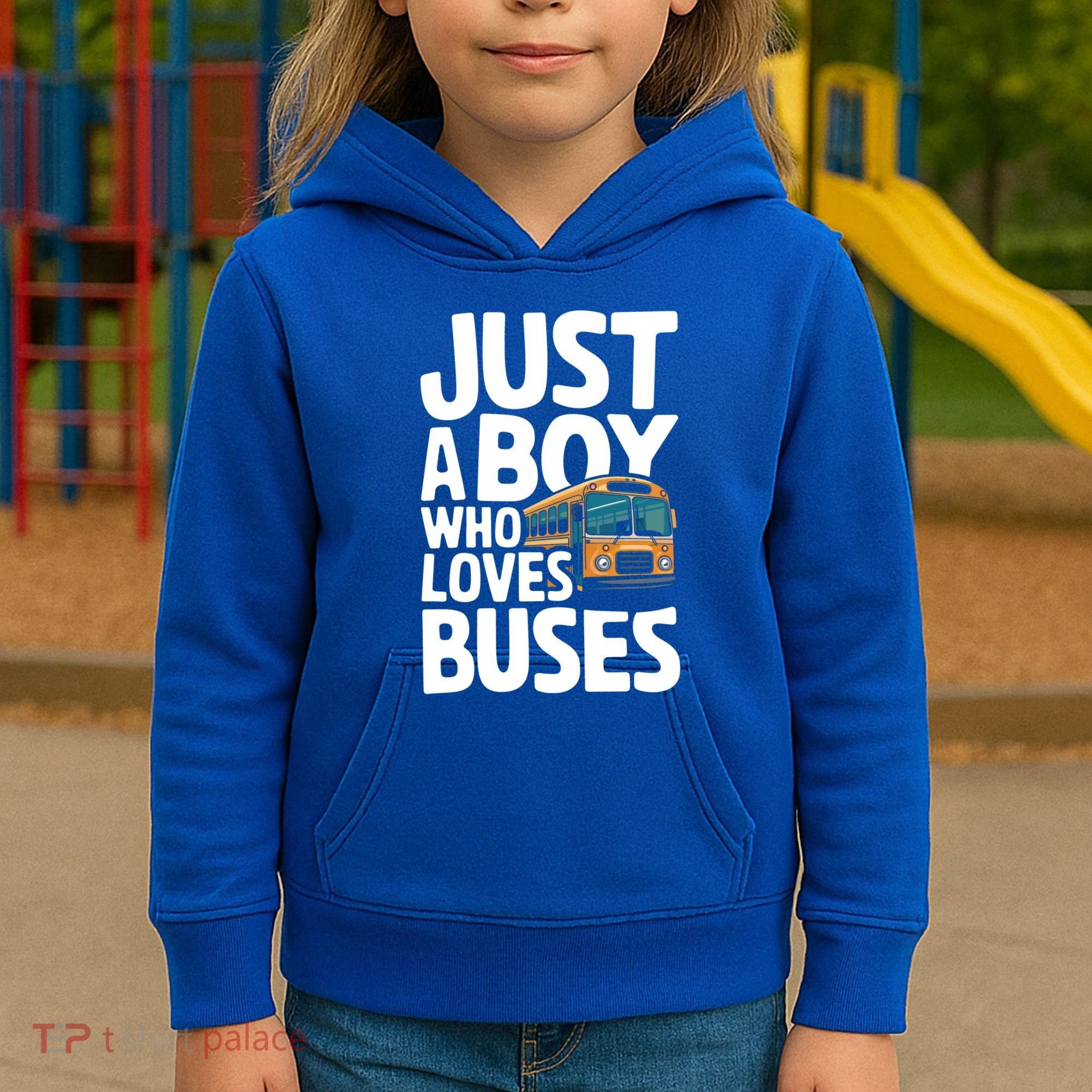 Bus Just A Who Loves Buses Cool Gift Kids Hoodie