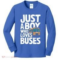 Bus Just A Who Loves Buses Cool Gift Kids Long Sleeve Shirt thumb 0