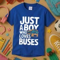 Bus Just A Who Loves Buses Cool Gift Kids T-Shirt thumb 3