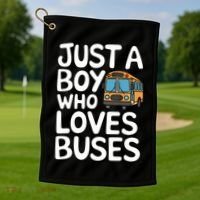 Bus Just A Who Loves Buses Gift Golf Towel thumb 1