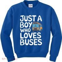 Bus Just A Who Loves Buses Gift Kids Sweatshirt thumb 0