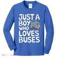 Bus Just A Who Loves Buses Gift Kids Long Sleeve Shirt thumb 0