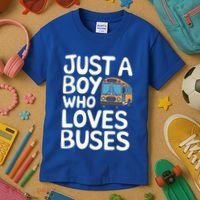 Bus Just A Who Loves Buses Gift Kids T-Shirt thumb 3