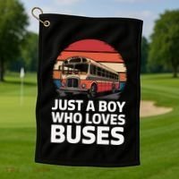 Bus Just A Who Loves Buses Cool Gift Golf Towel thumb 1
