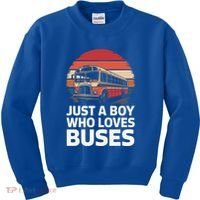 Bus Just A Who Loves Buses Cool Gift Kids Sweatshirt thumb 0