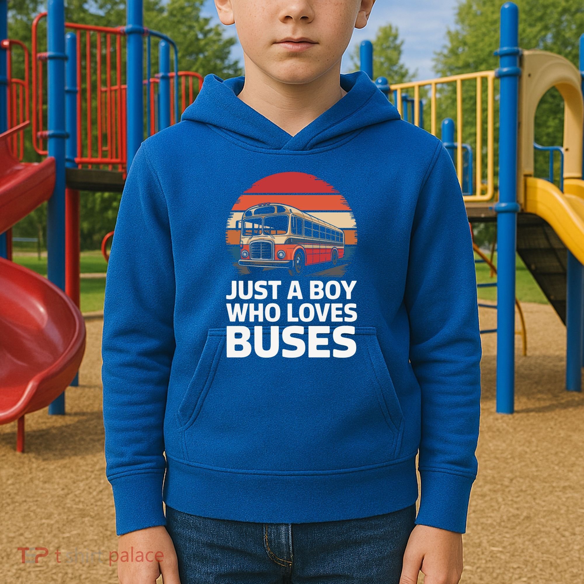 Bus Just A Who Loves Buses Cool Gift Kids Hoodie
