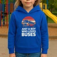 Bus Just A Who Loves Buses Cool Gift Kids Hoodie thumb 3