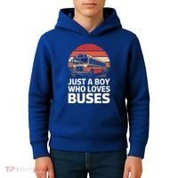 Bus Just A Who Loves Buses Cool Gift Kids Hoodie thumb 4