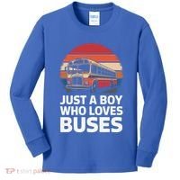 Bus Just A Who Loves Buses Cool Gift Kids Long Sleeve Shirt thumb 0