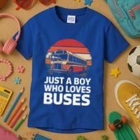 Bus Just A Who Loves Buses Cool Gift Kids T-Shirt thumb 3