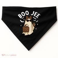 Boo JEE Boujee Ghost Halloween October Vibes USA-Made Doggie Bandana thumb 0