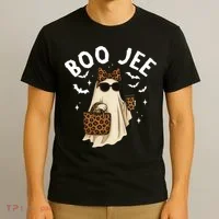 Boo JEE Boujee Ghost Halloween October Vibes T-Shirt thumb 3