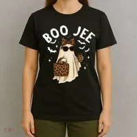 Boo JEE Boujee Ghost Halloween October Vibes T-Shirt thumb 4