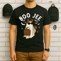 Boo JEE Boujee Ghost Halloween October Vibes T-Shirt thumb 6