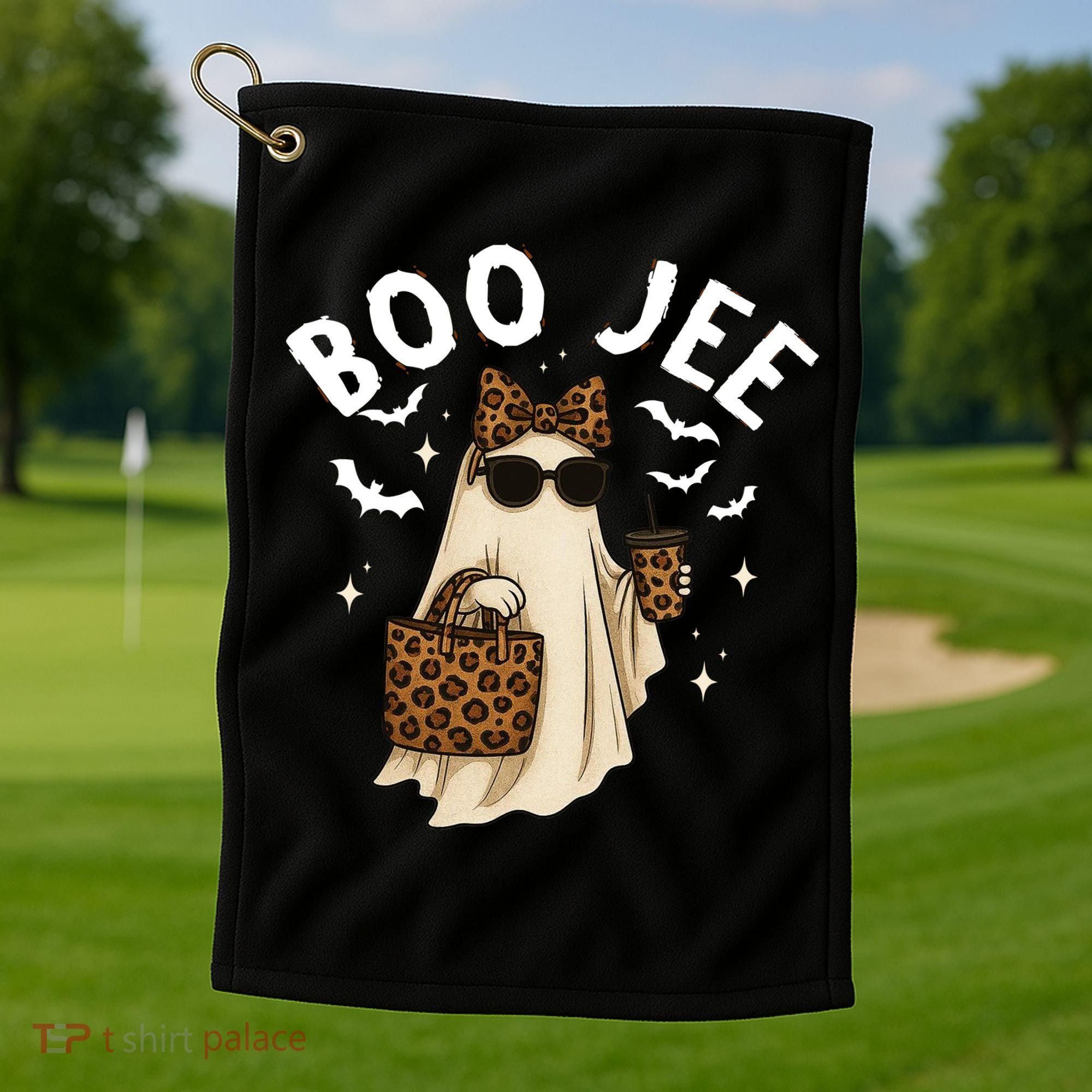 Boo JEE Boujee Ghost Halloween October Vibes Golf Towel