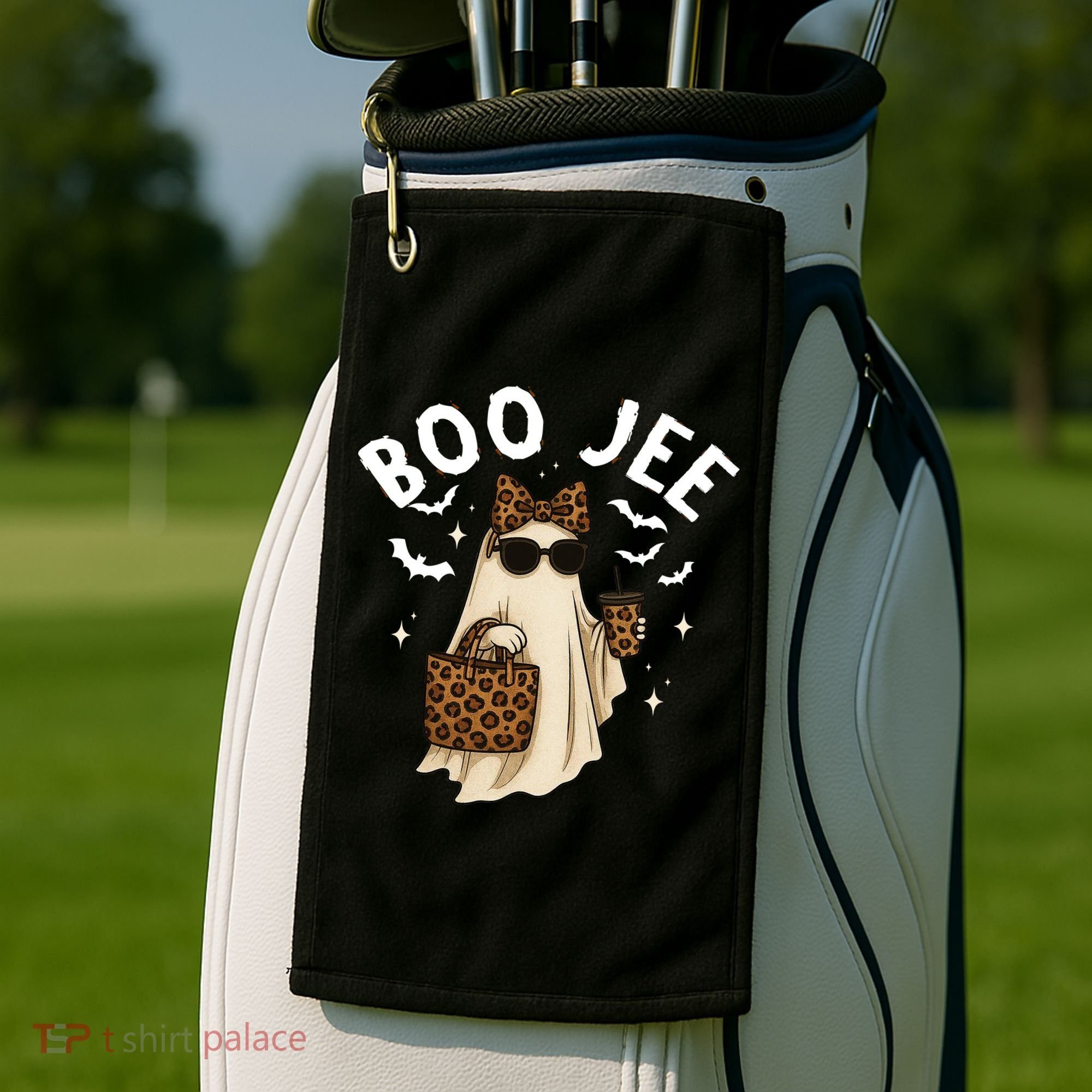 Boo JEE Boujee Ghost Halloween October Vibes Golf Towel