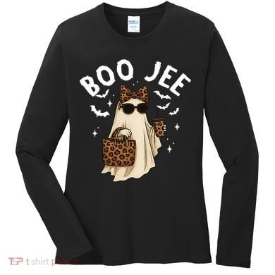 Boo JEE Boujee Ghost Halloween October Vibes Women's Long Sleeve Shirt